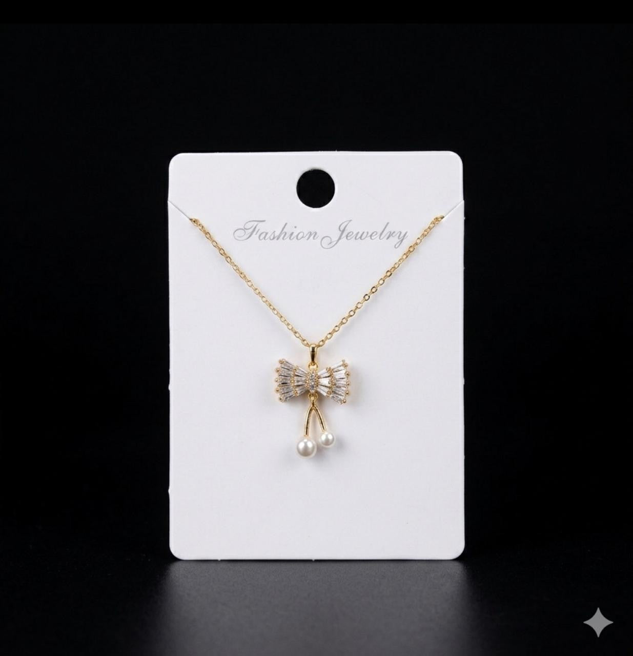 PRETTY BOW ZIRCON NECKLACE