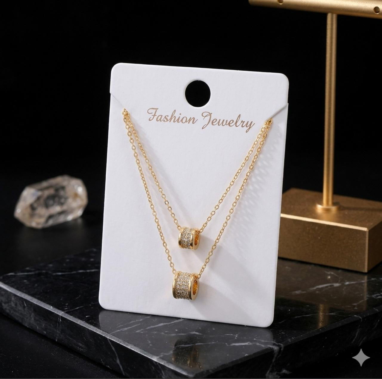 TWO BARREL ZIRCO NECKLACE