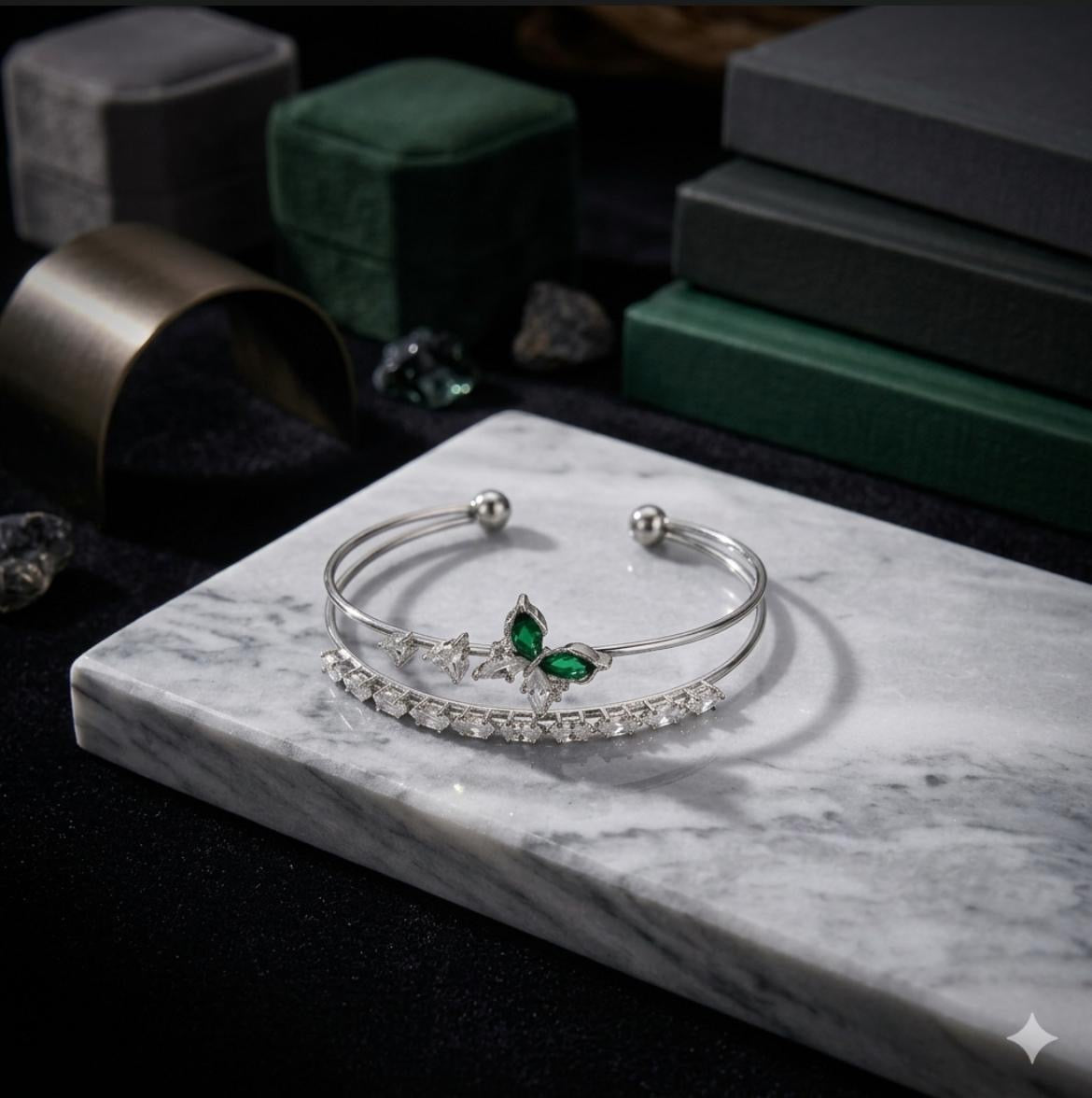 EMERALD FLUTTER CUFF BRACELET
