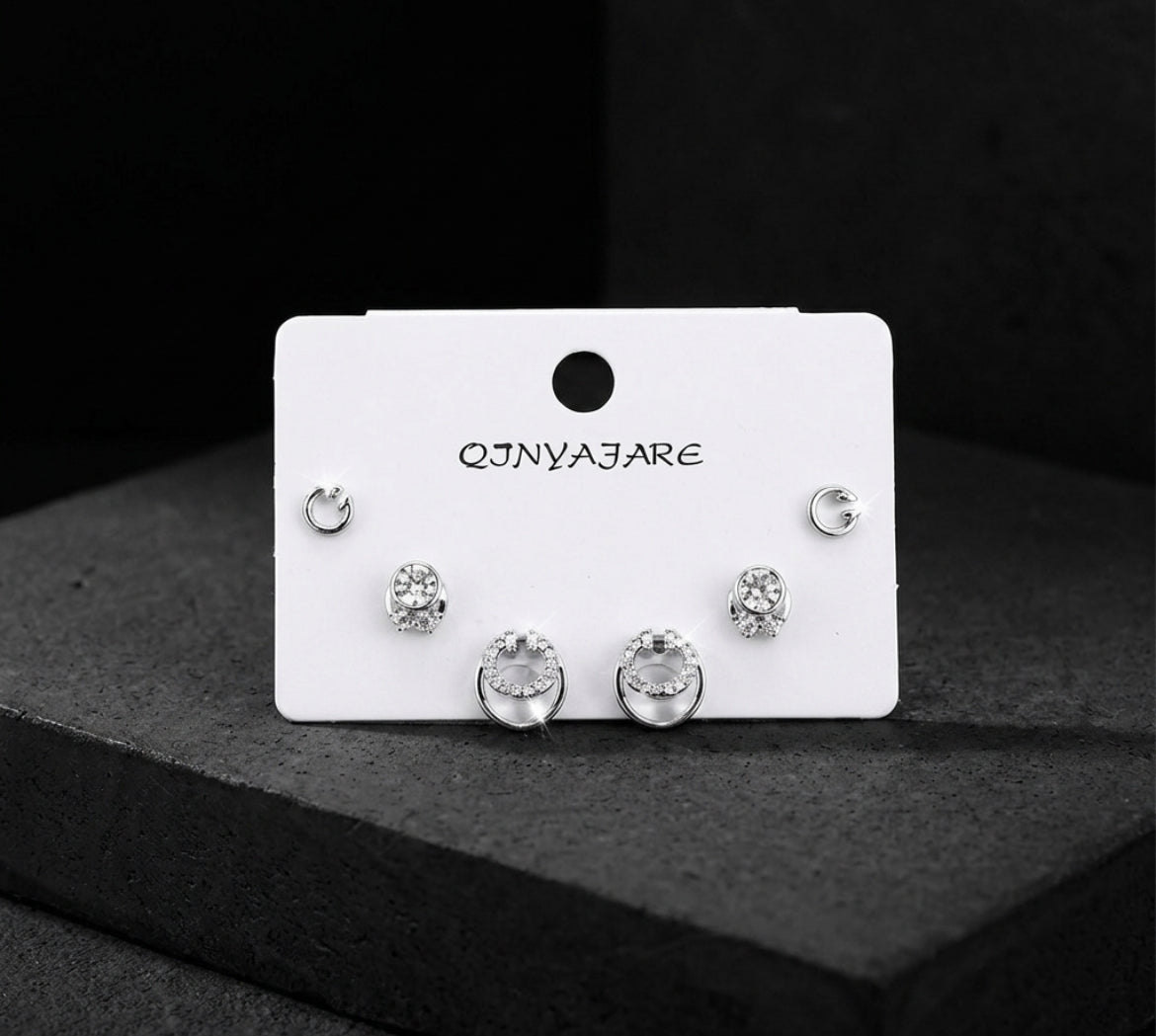 AURA GEOMETRIC SLVR TRIO STUD