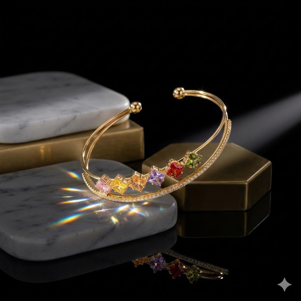 SPECTRUM SOLLITAIRE CUFF BRACELET