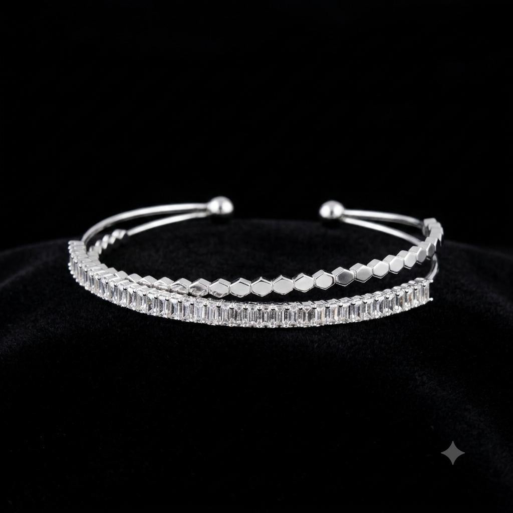 CRYSTAL HEXA BAND CUFF BRACELET