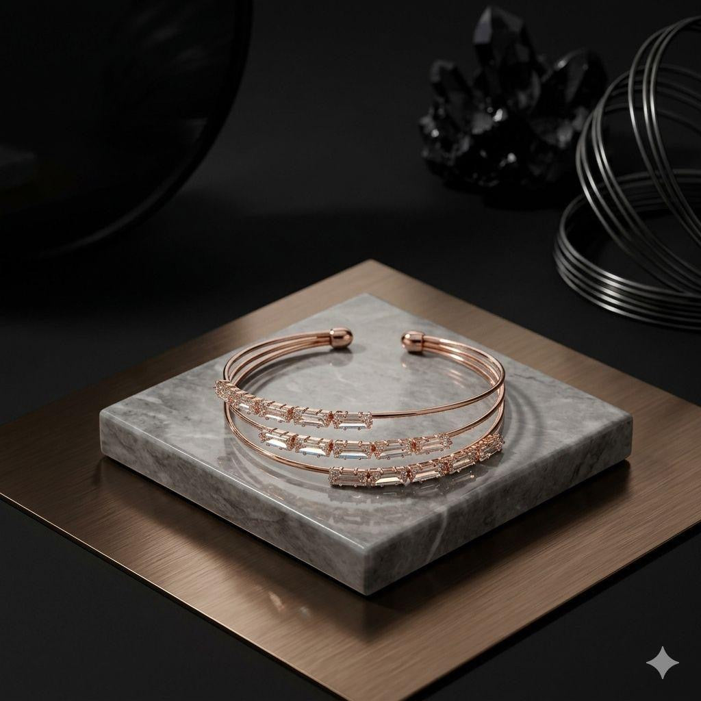 ETHEREAL TRIO ROSE GOLD CUFF BRACELET