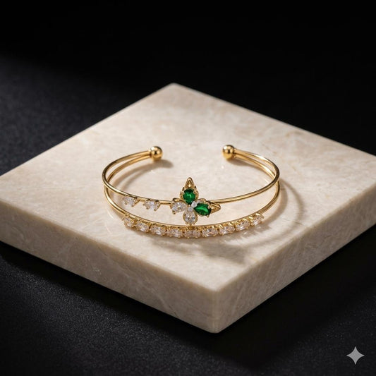 EMERALD PETAL GOLD CUFF BRACELET