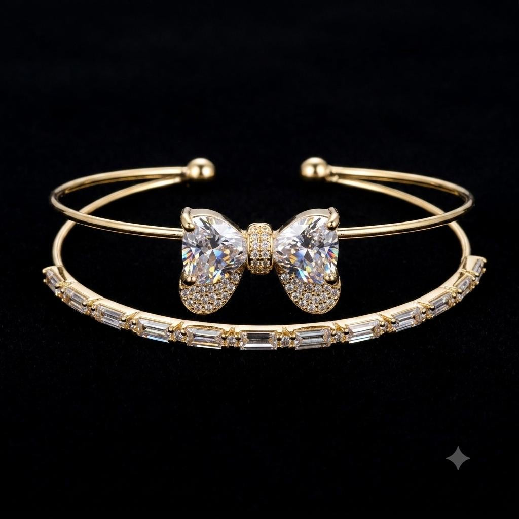 CRYSTAL BOW EMBRACE CUFF BRACELET