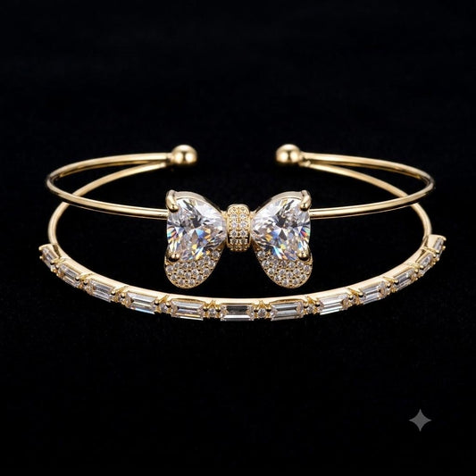 CRYSTAL BOW EMBRACE CUFF BRACELET