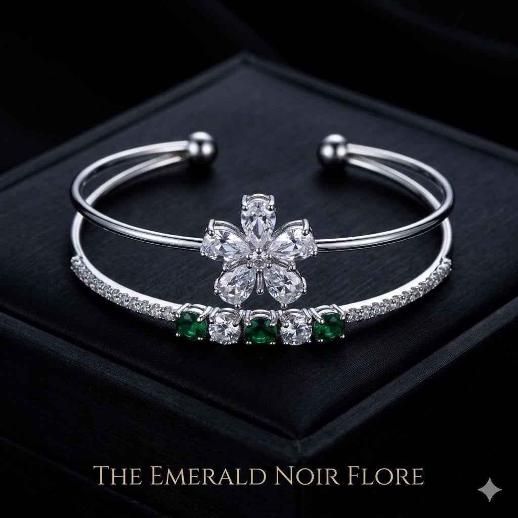 THE EMERALD NOIR FLORE CUFF BRACELET