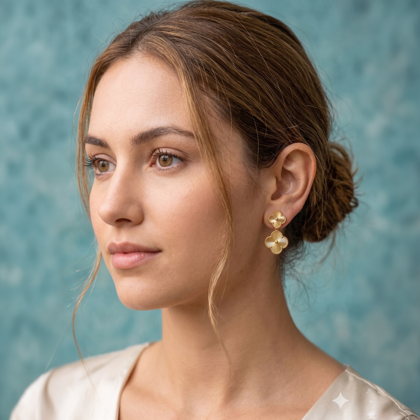 Golden Clover Drop Earrings