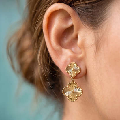 Golden Clover Drop Earrings