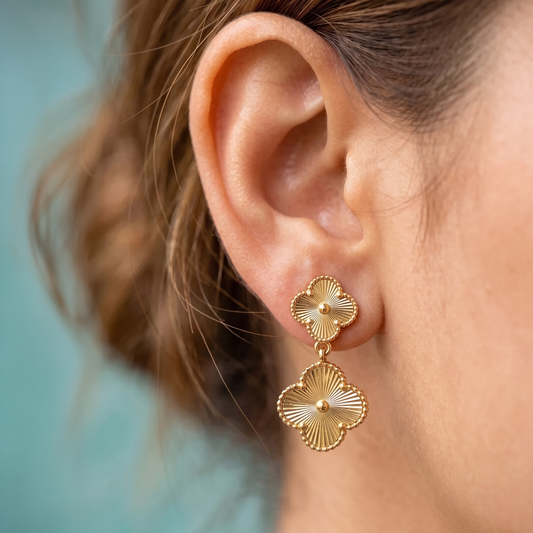 Golden Clover Drop Earrings