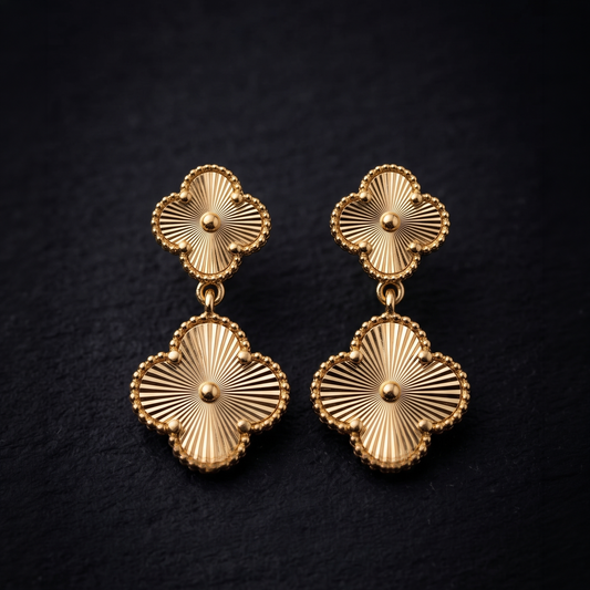 Golden Clover Drop Earrings