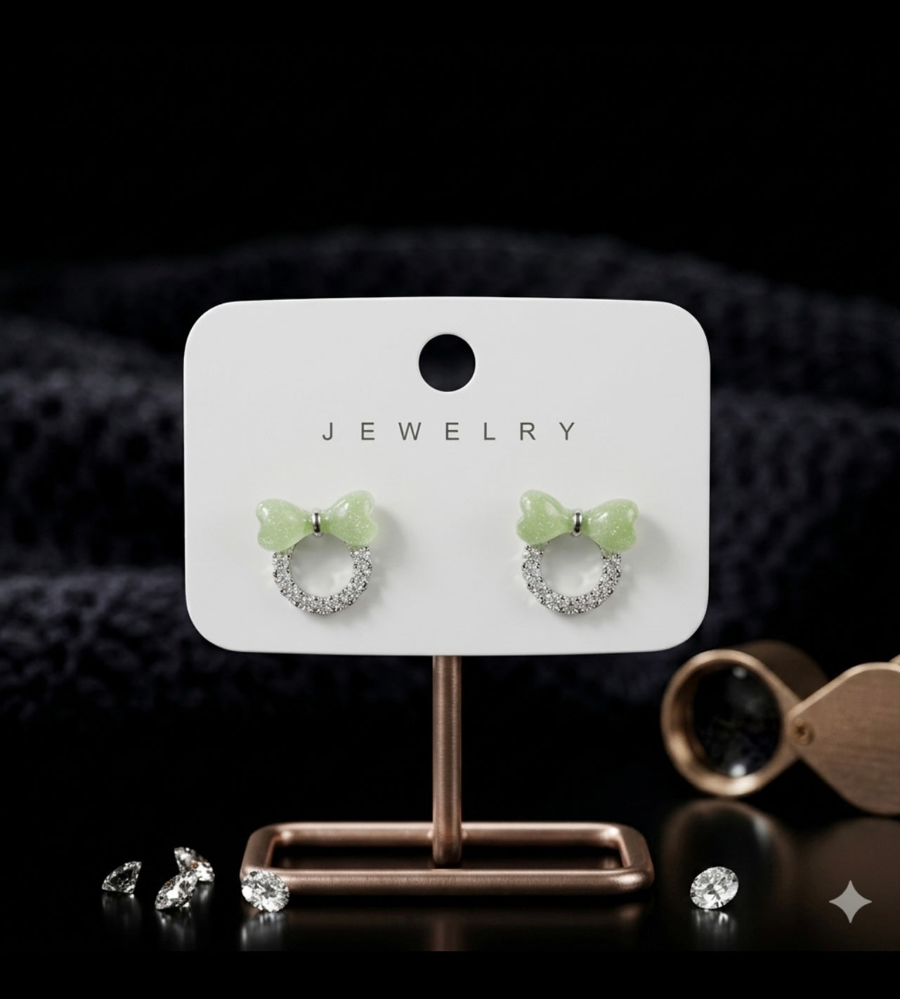 GREEN RIBBON STUD