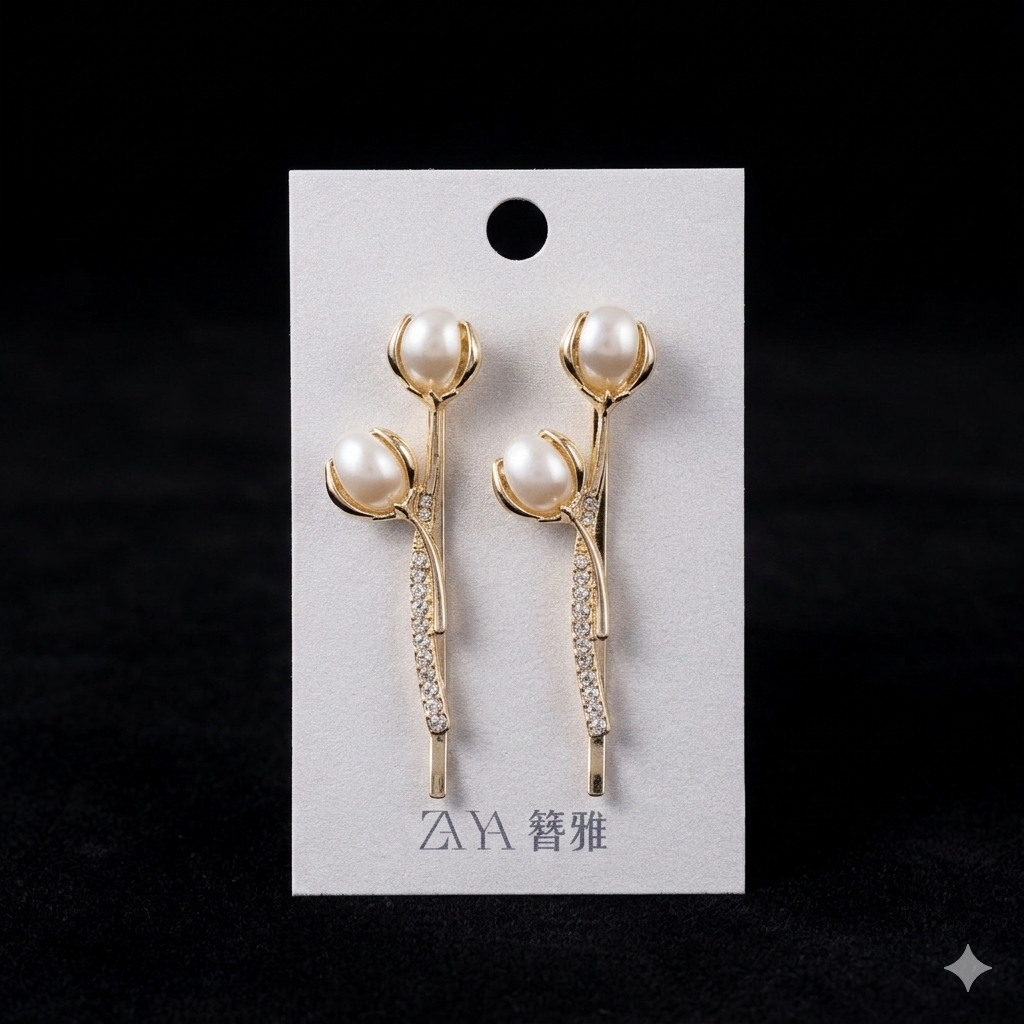 TULIP HAIR PIN WHITE