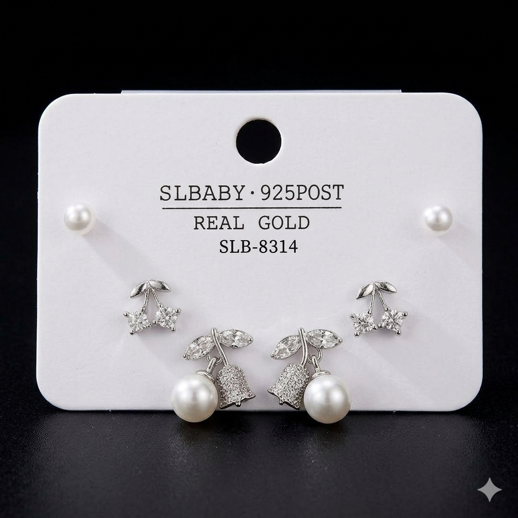 PEARL BERRY TRIO STUD