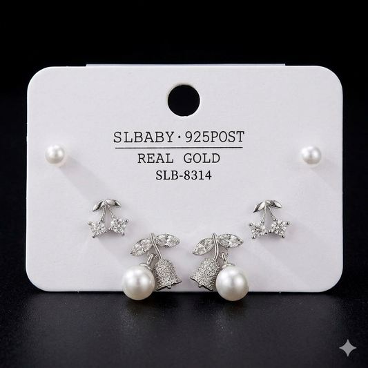 PEARL BERRY TRIO STUD