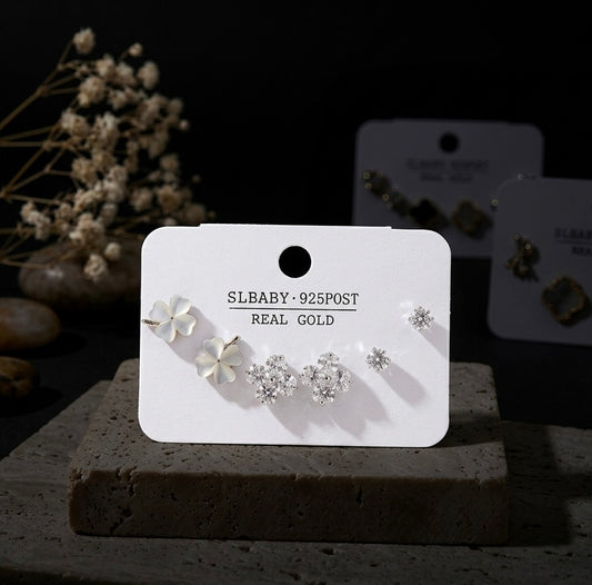 FROSTED PETAL SLVR TRIO STUD