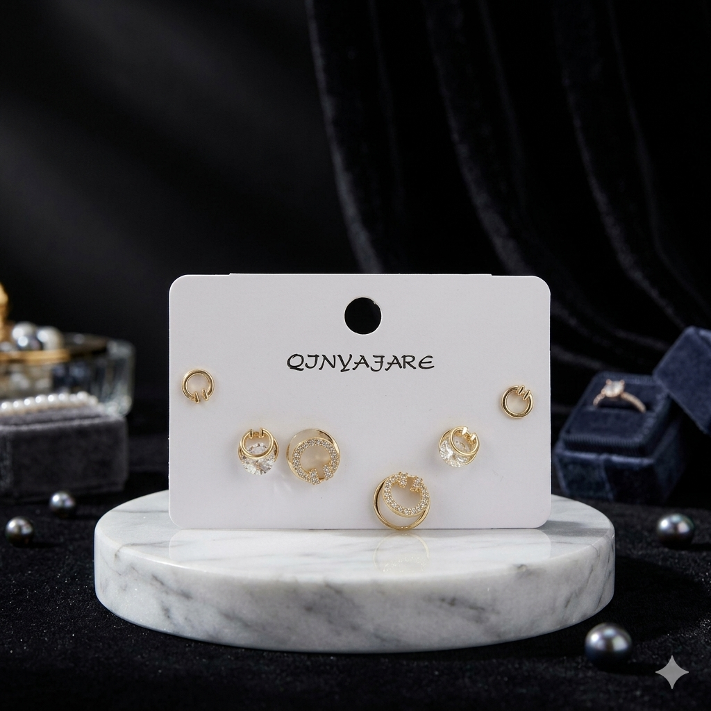 AURA GEOMETRIC GOLD TRIO STUD