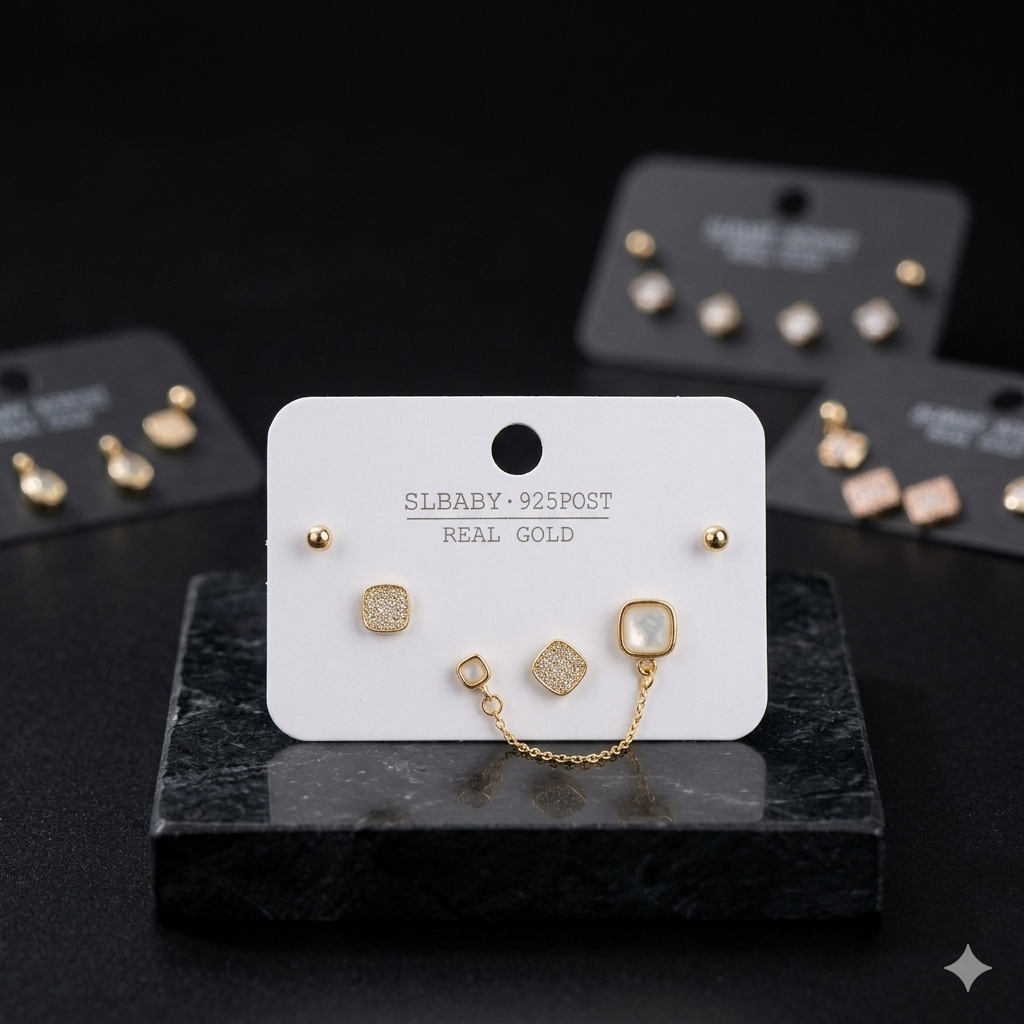 SQUARE CHAIN TRIO STUD