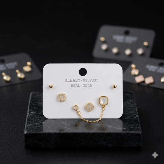 SQUARE CHAIN TRIO STUD