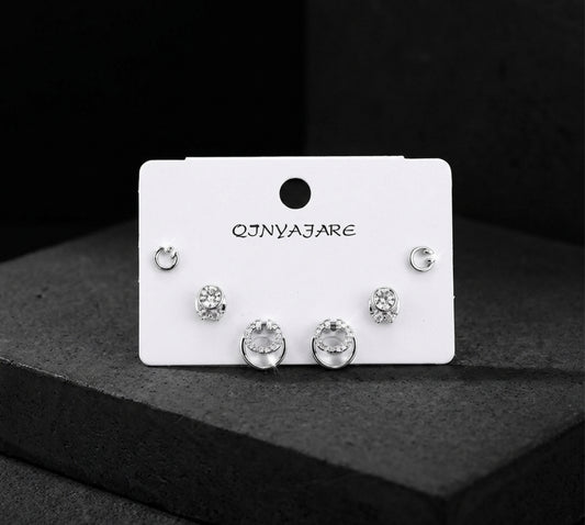 AURA GEOMETRIC SLVR TRIO STUD