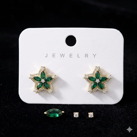 GREEN FLORAL STUD