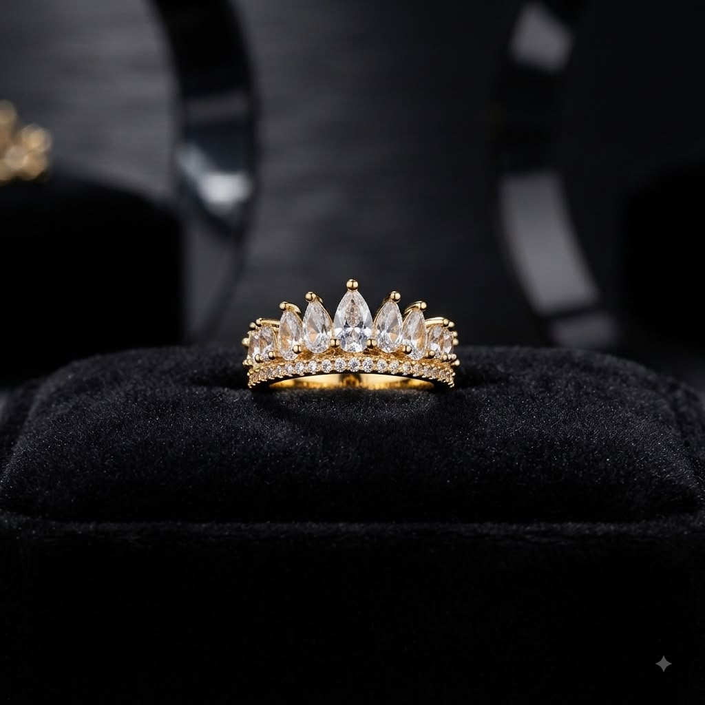 Pear cut crown ring