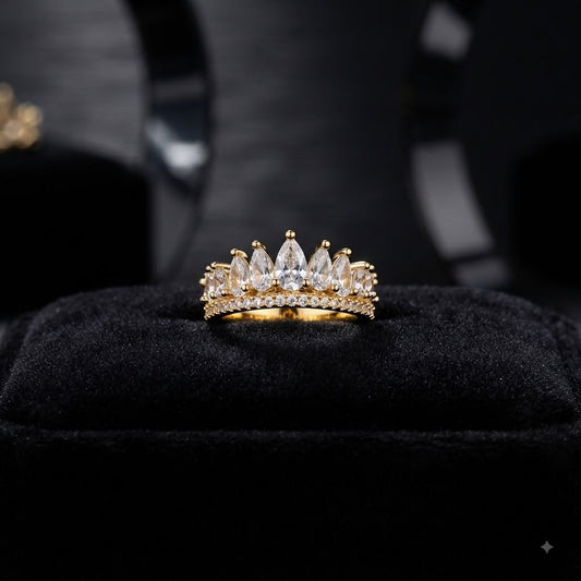 Pear cut crown ring