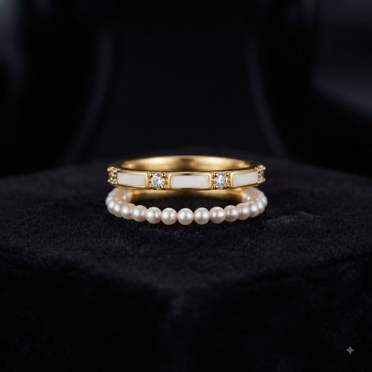 Blush and pearl ring