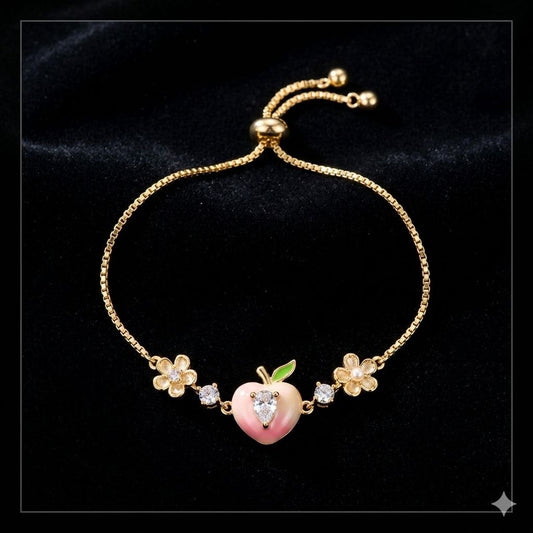 PINK PEACH FLOWER BRACELET